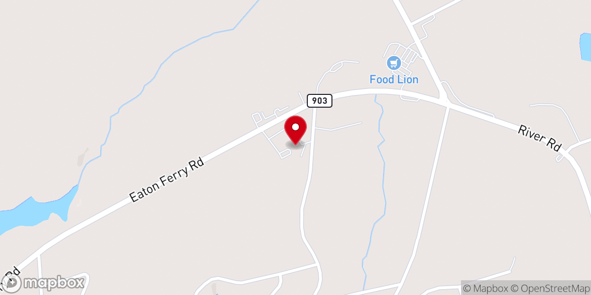 Map showing location of Lake Gaston Baptist Church