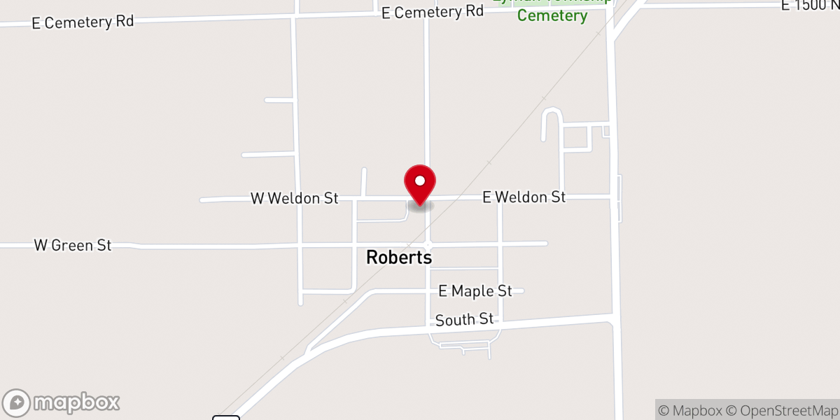 Map showing location of Roberts Congregational Christian