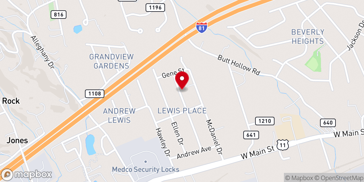 Map showing location of Salem First Church of the Nazarene