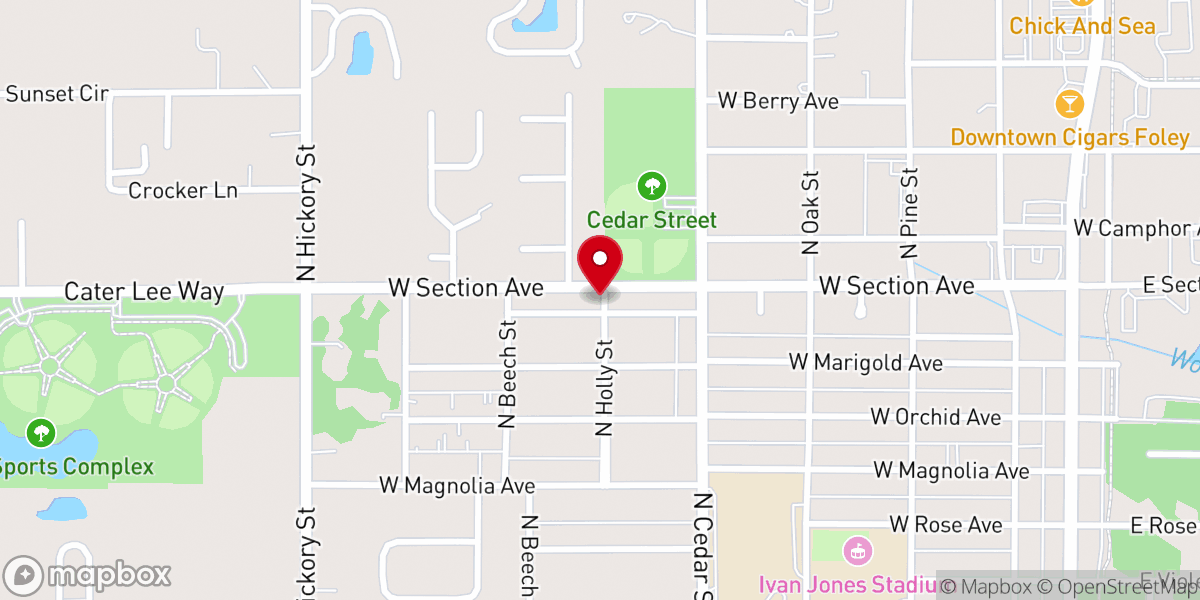 Map showing location of Foley Church of God