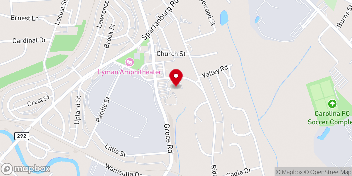 Map showing location of Lyman Methodist Church