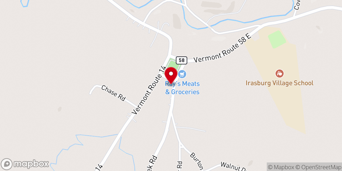Map showing location of United Church of Irasburg
