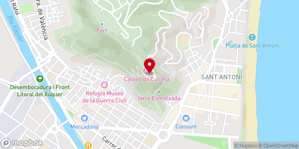 Map showing location of Santuario de la Virgen del Castillo