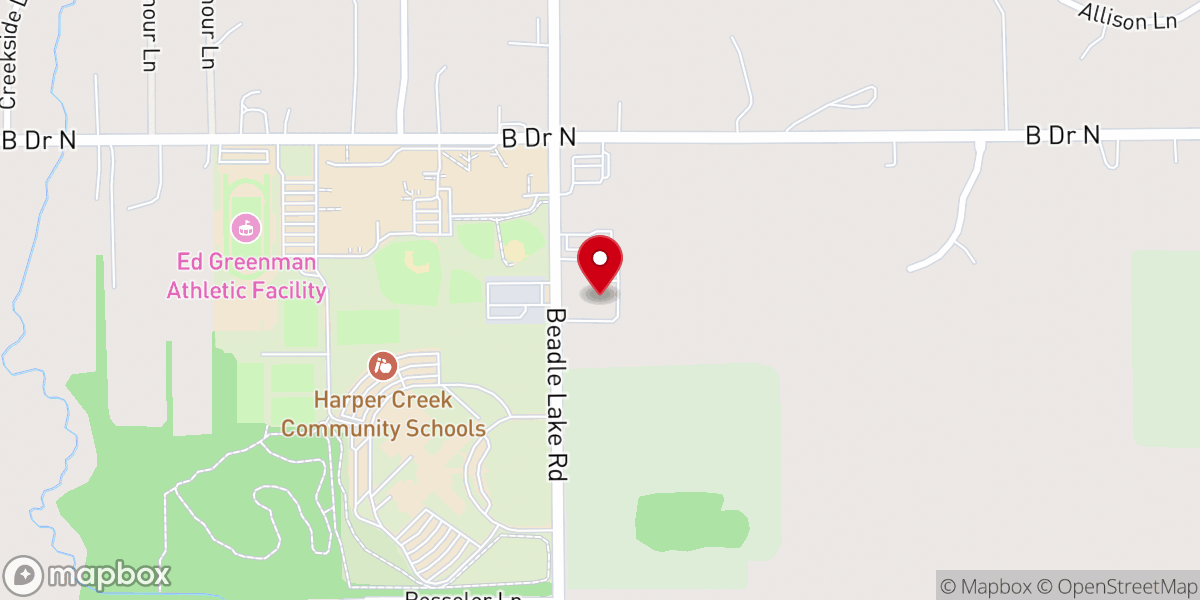 Map showing location of Battle Creek First Church of the Nazarene