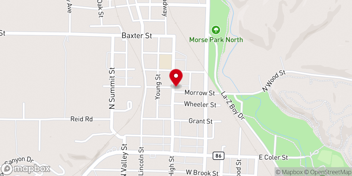 Map showing location of Northside Baptist Church