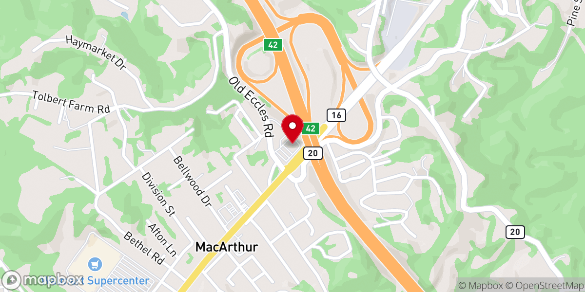 Map showing location of Bible Baptist Church