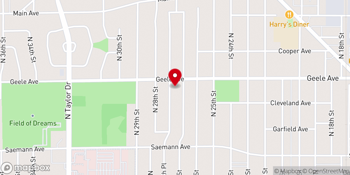 Map showing location of Calvary Evanglical Lutheran Church