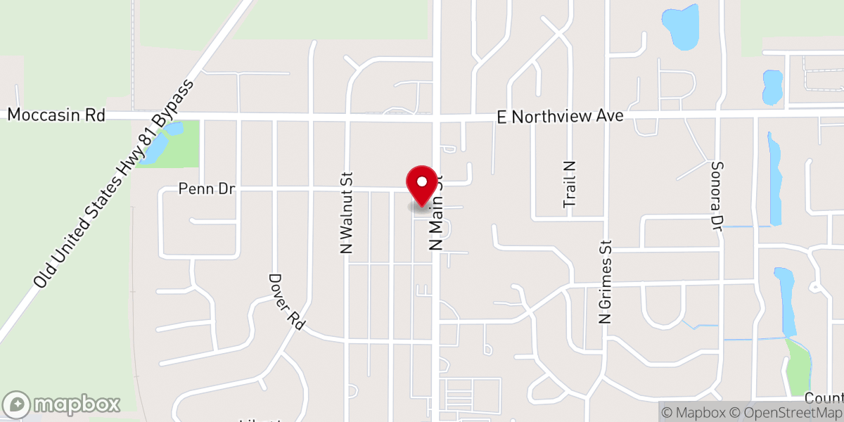 Map showing location of King's Hiway Baptist Church