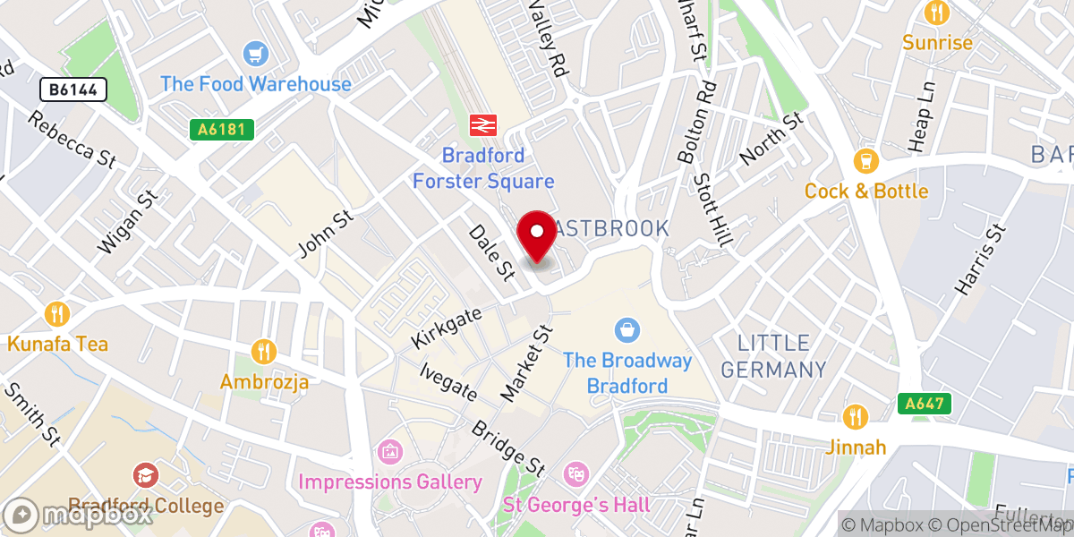 Map showing location of Trinity Church Bradford