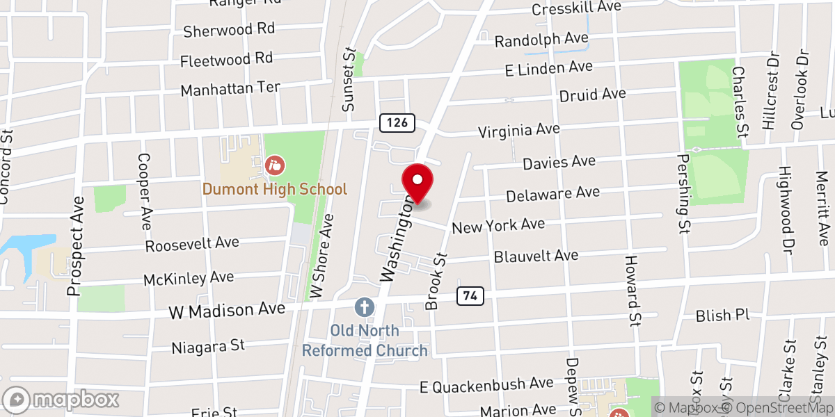 Map showing location of Iglesia Bautista Resurrección de Dumont