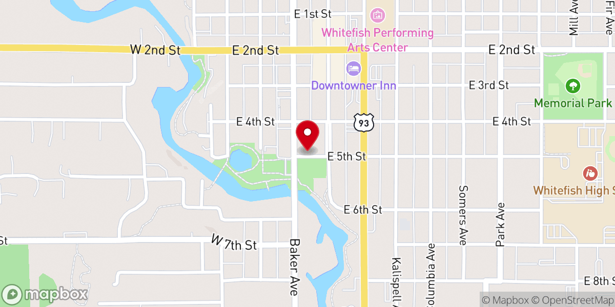 Map showing location of Whitefish Assembly of God Church