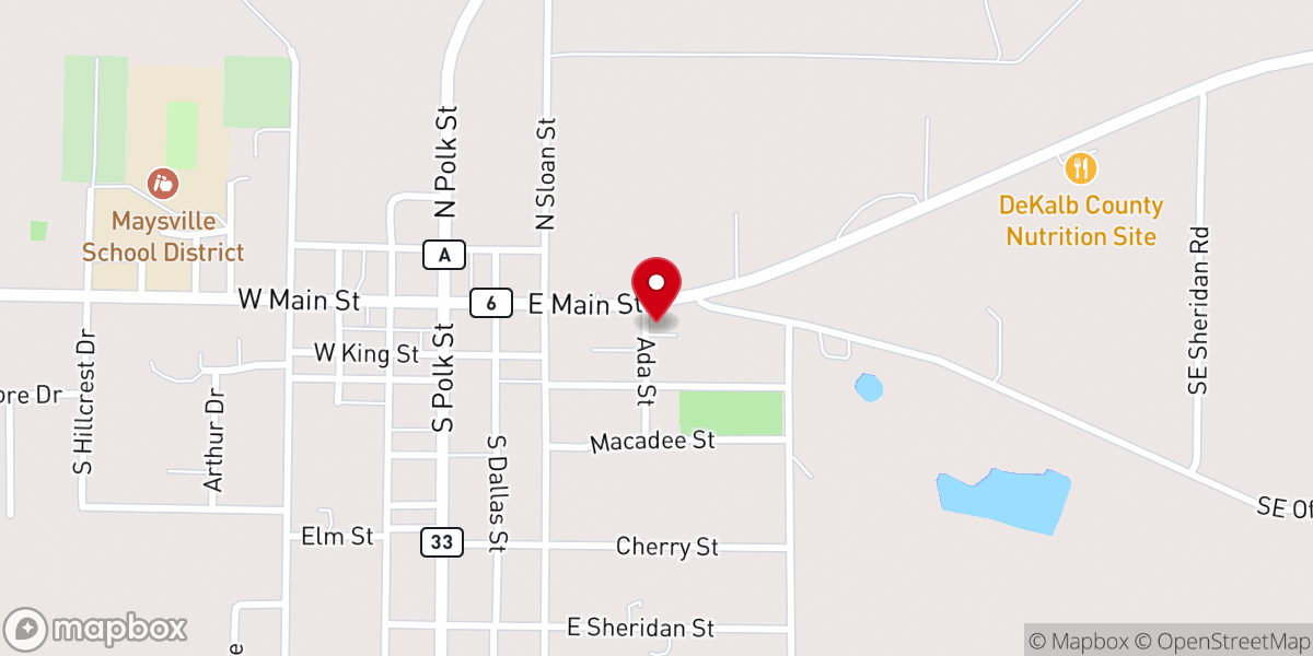 Map showing location of Maysville United Methodist Church