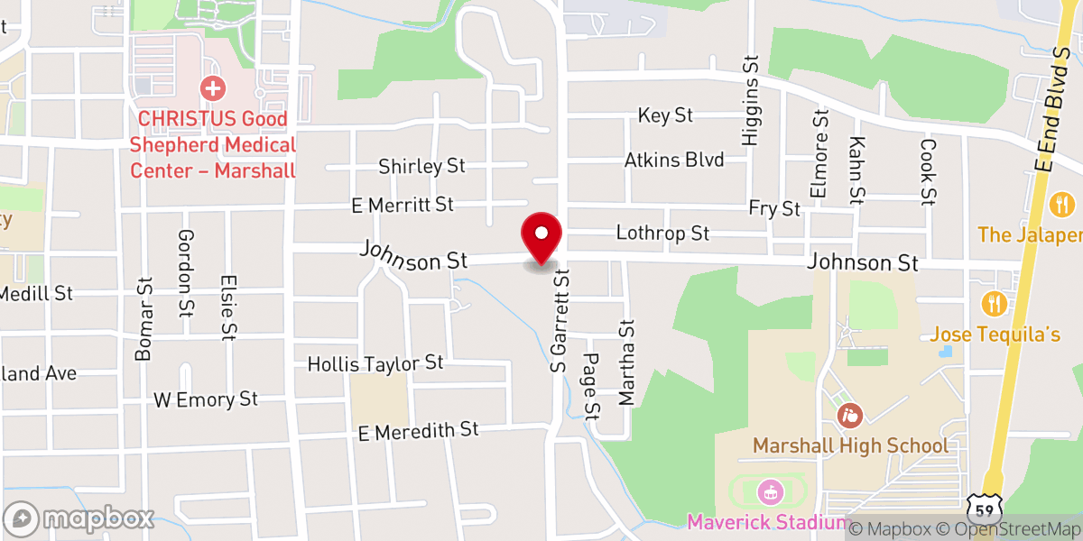Map showing location of World Harvest Fellowship Marshall