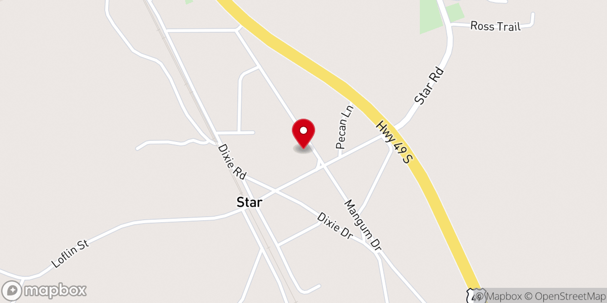 Map showing location of Star Baptist Church