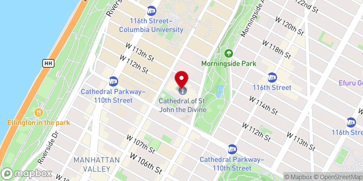 Map showing location of Cathedral of Saint John the Divine