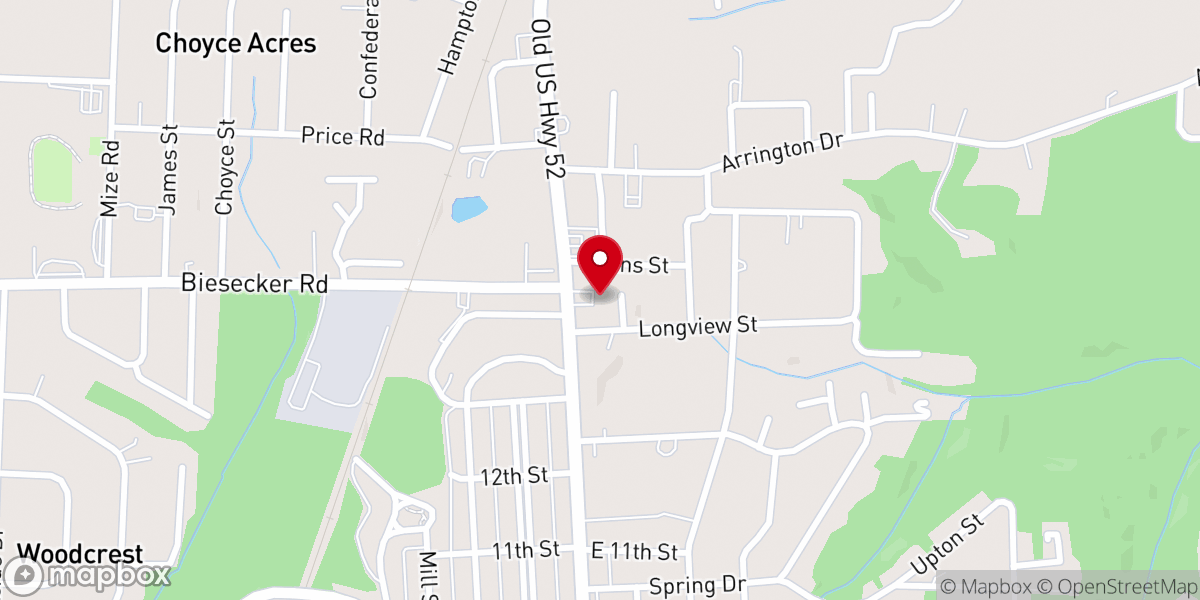 Map showing location of Pilgrim Wesleyan Church