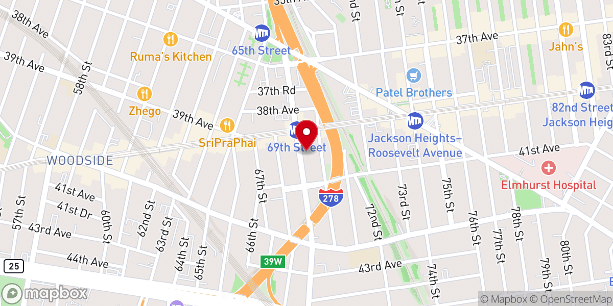 Map showing location of Open Bible Church International NYC