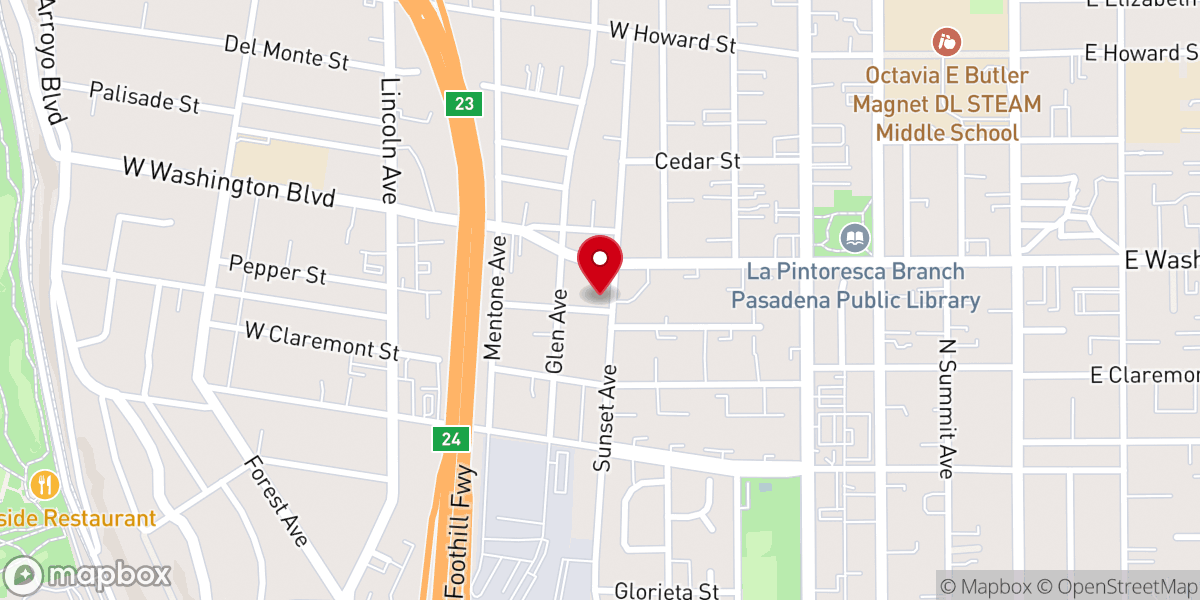 Map showing location of Deliverance Tabernacle Church Pasadena