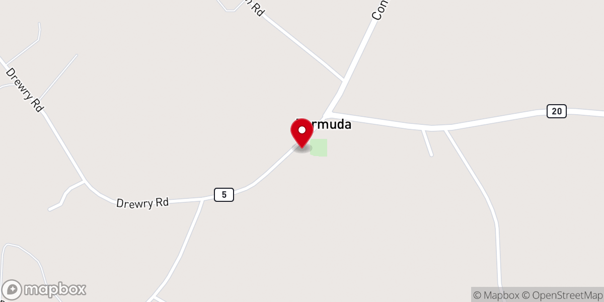 Map showing location of Bermuda Church