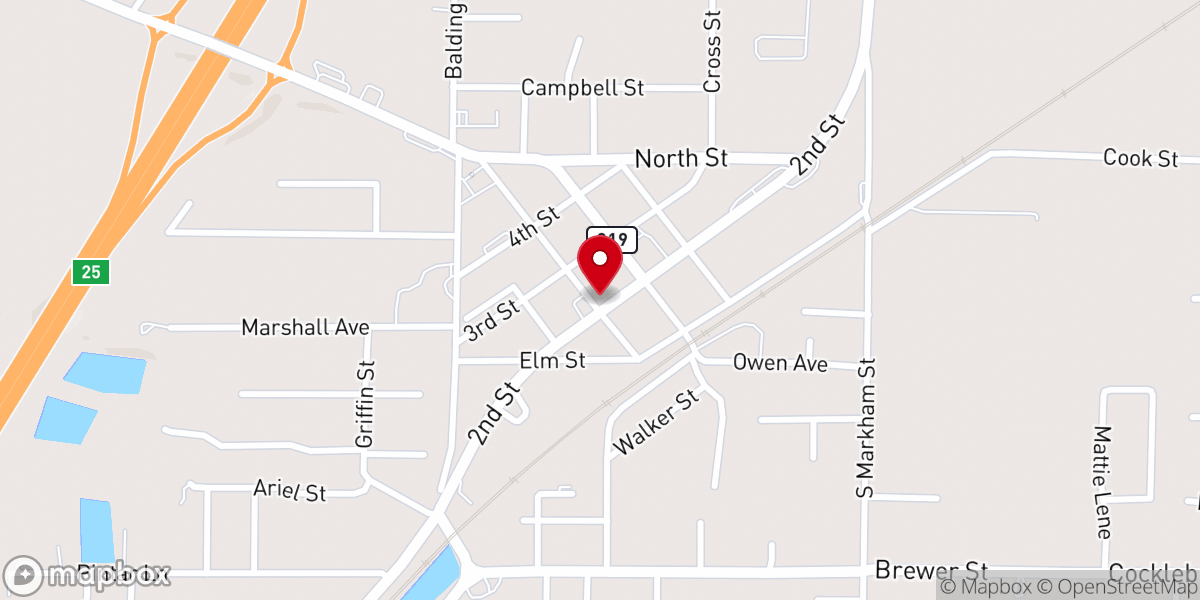 Map showing location of Ward United Methodist Church