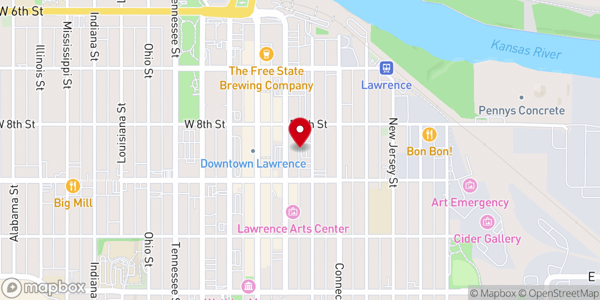 Map showing location of Lawrence Farmers Market