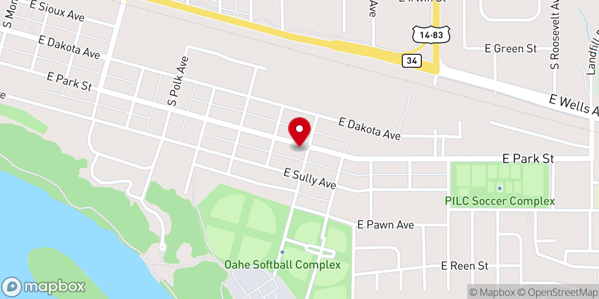 Map showing location of Lakota Chapel - Food Distribution Center
