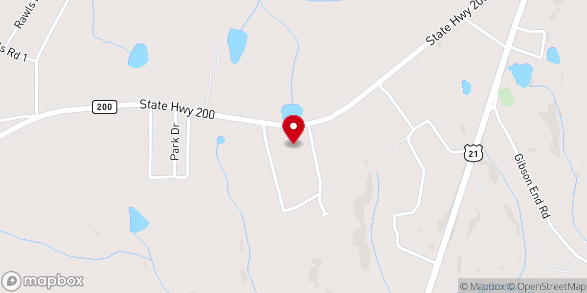 Map showing location of Mitford Baptist Church