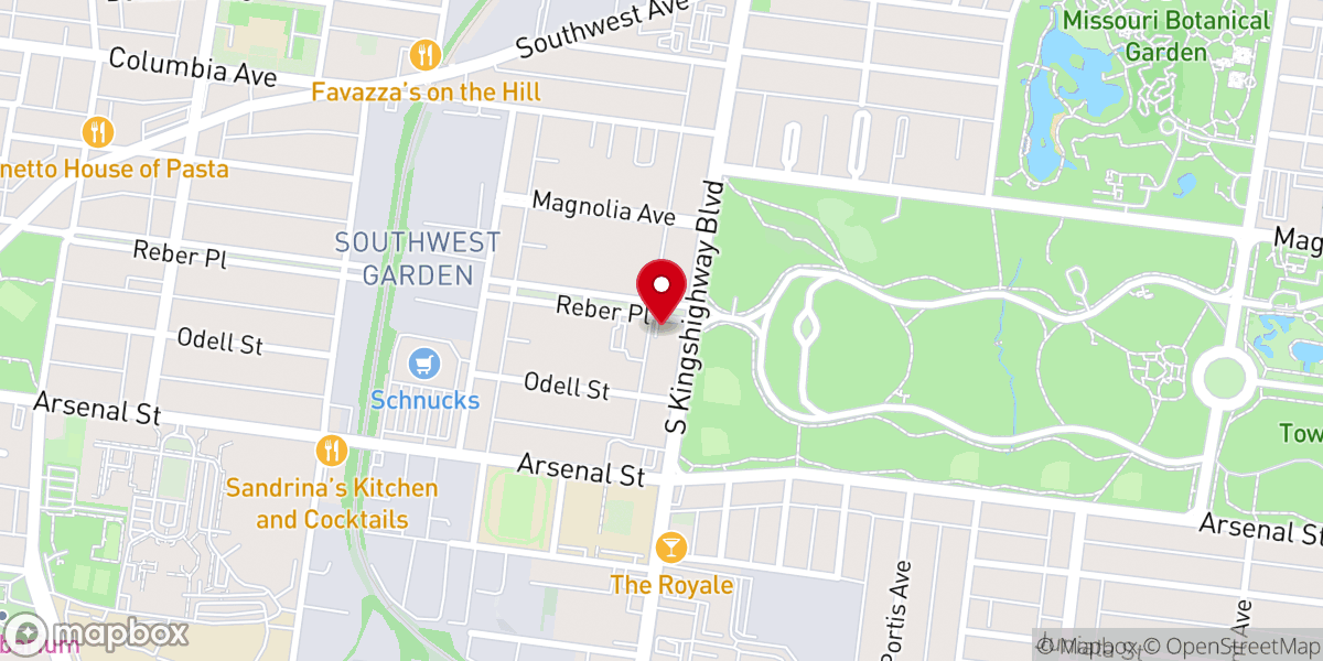 Map showing location of All Souls Church of St. Louis