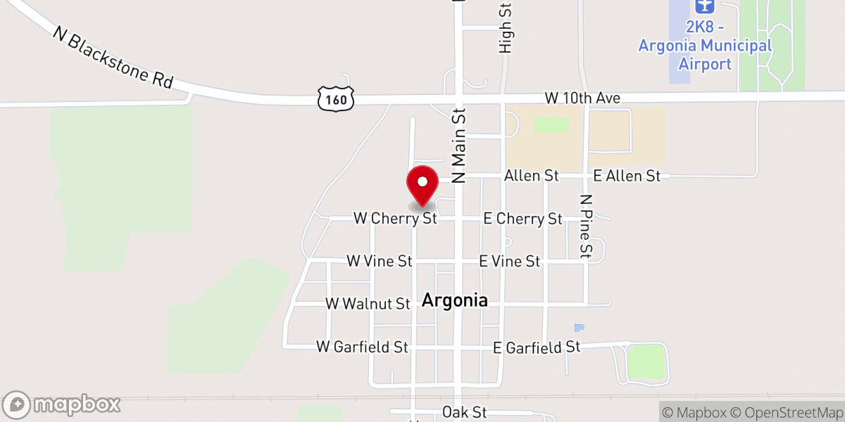 Map showing location of Argonia Bible Church Parsonage