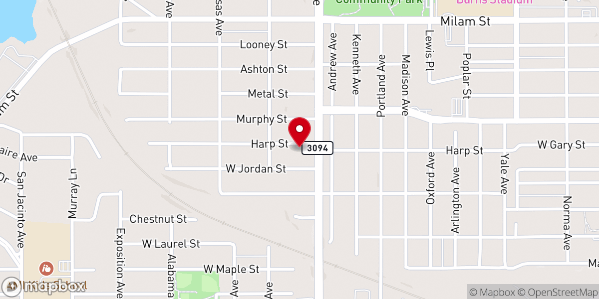 Map showing location of New Hope Baptist Church