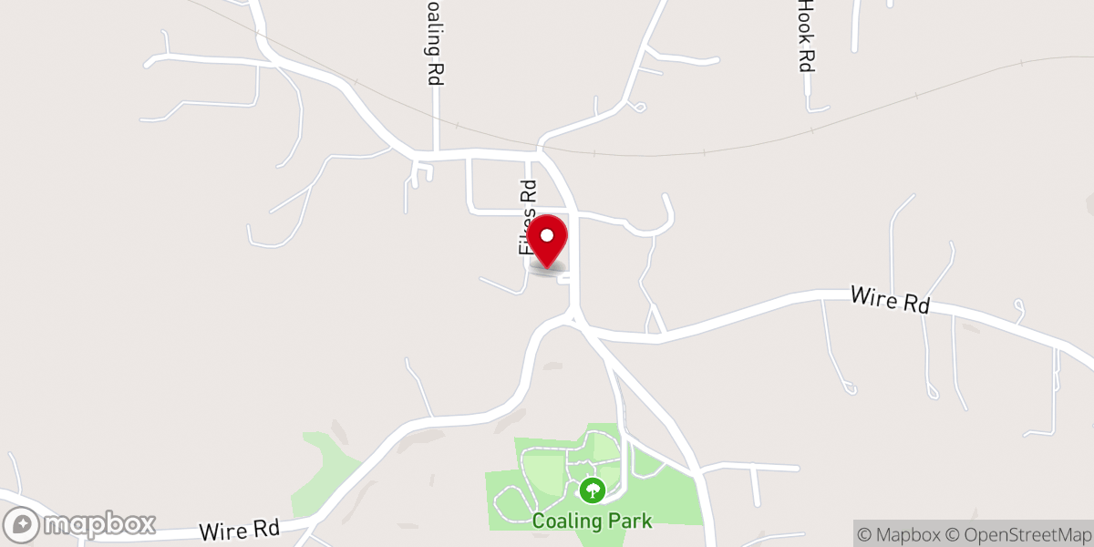 Map showing location of Coaling Baptist Church