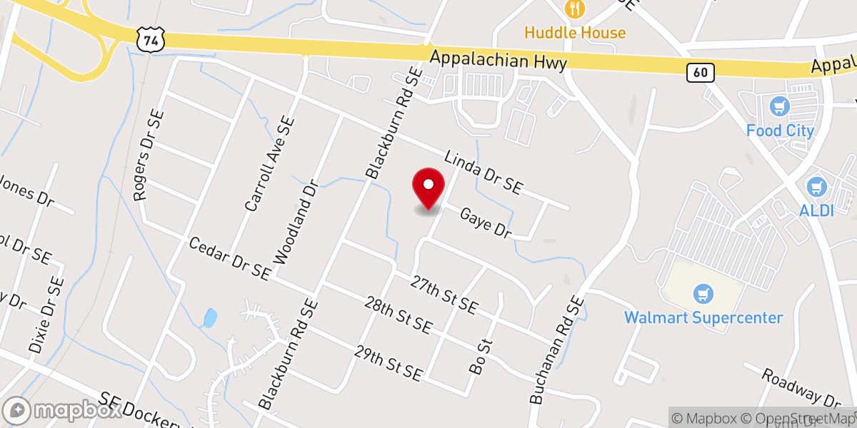 Map showing location of Iglesia de Dios de la Profecía Hispana de Cleveland TN