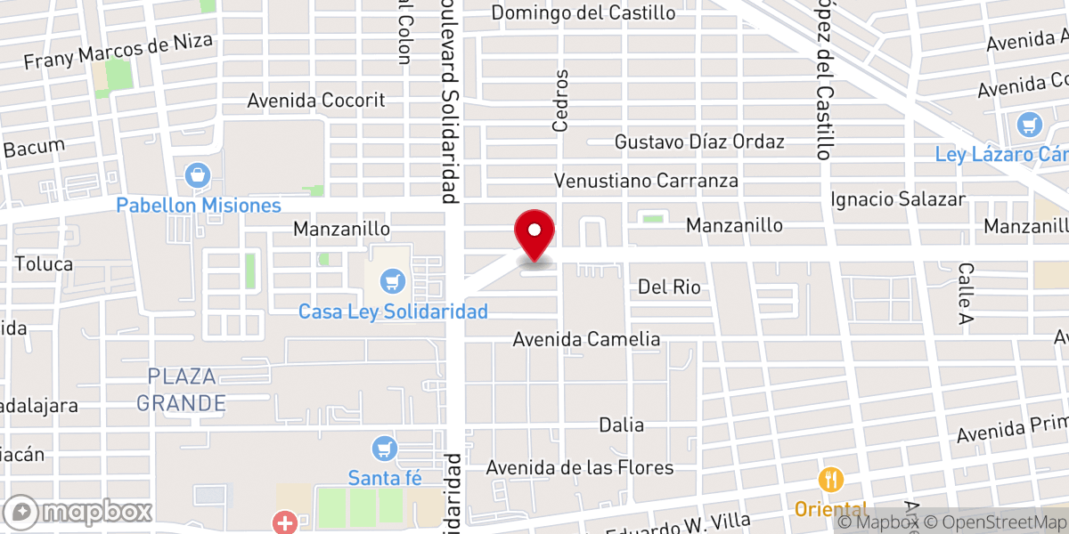 Map showing location of Templo San Ramón No-nato