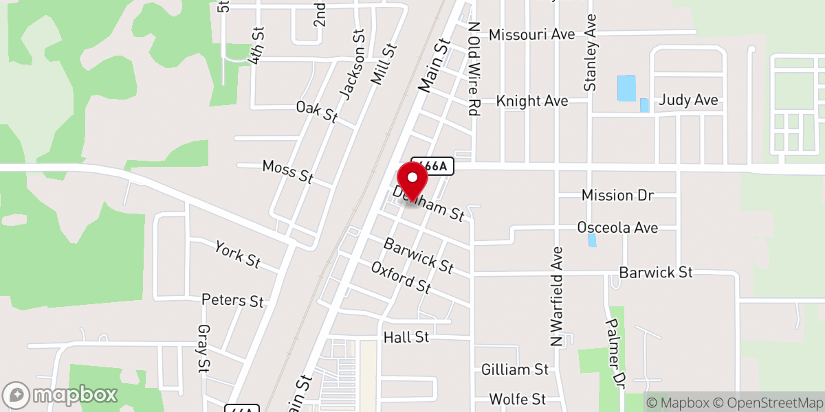 Map showing location of Banks/Page-Theus Funerals and Cremations
