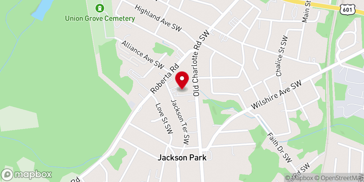 Map showing location of Bright Light Baptist Church