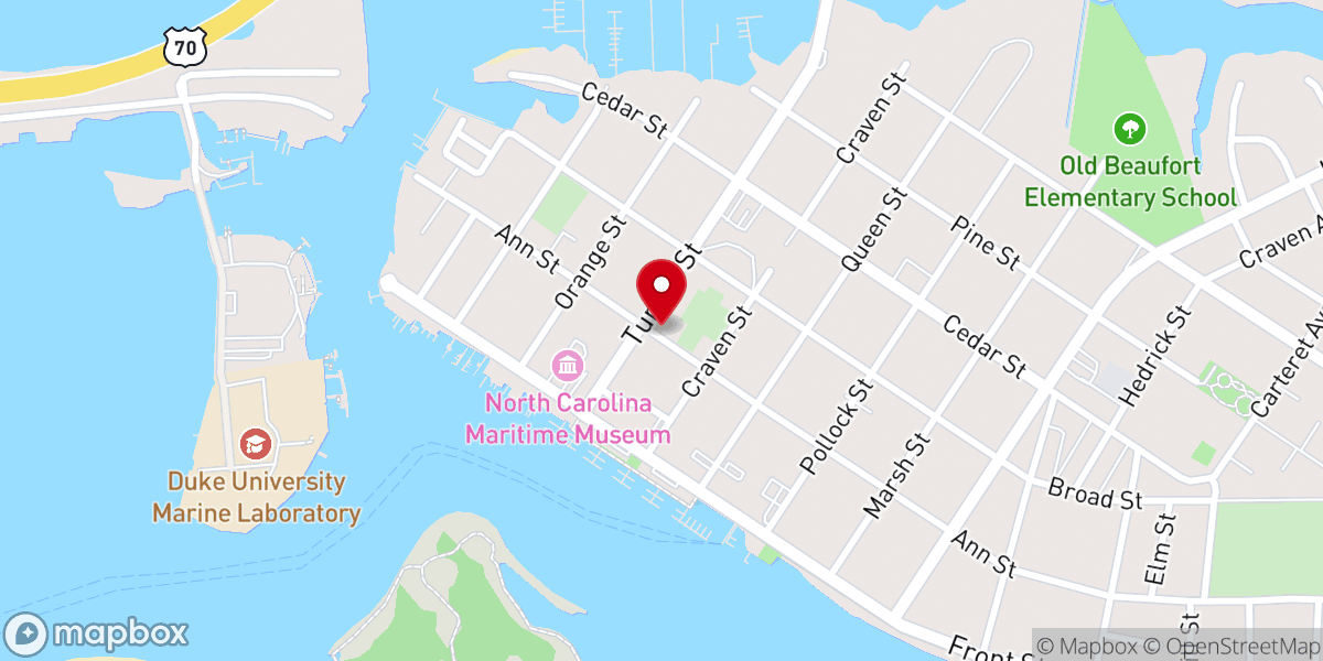 Map showing location of First Baptist Church of Beaufort