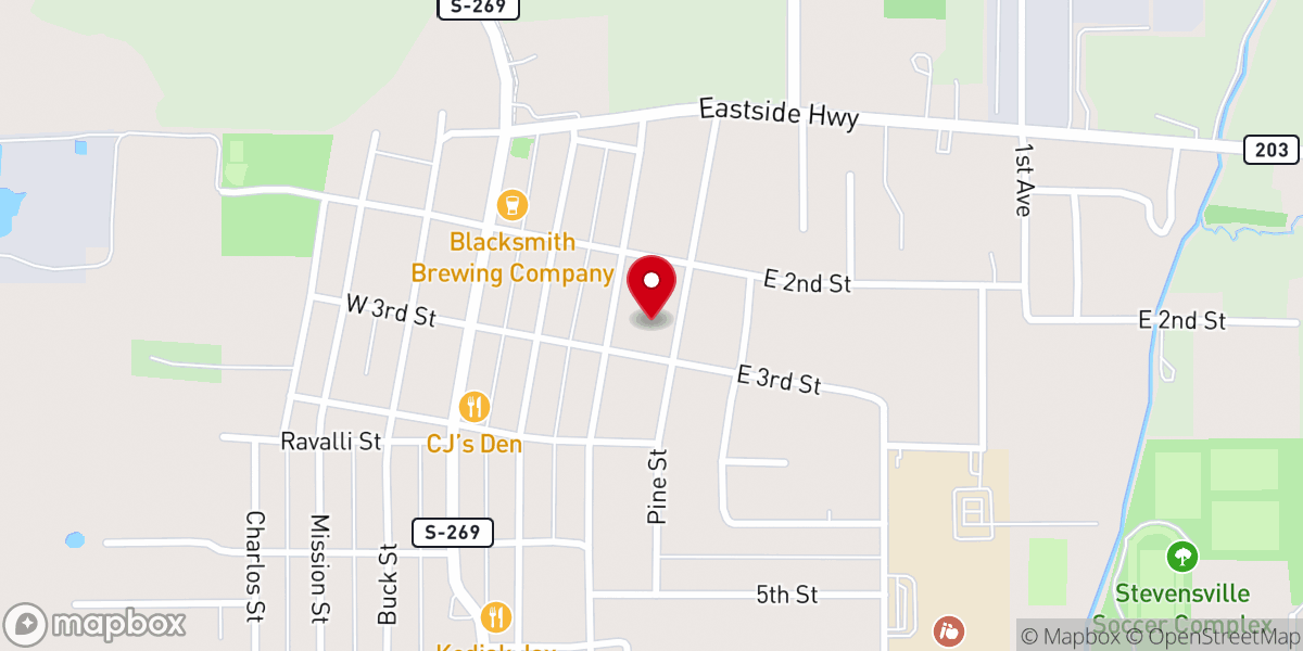 Map showing location of Stevensville United Methodist Church