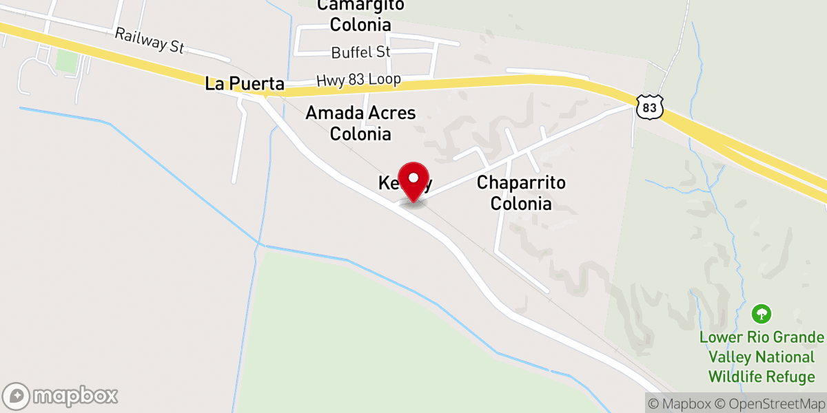Map showing location of Casa de mi Padre Church