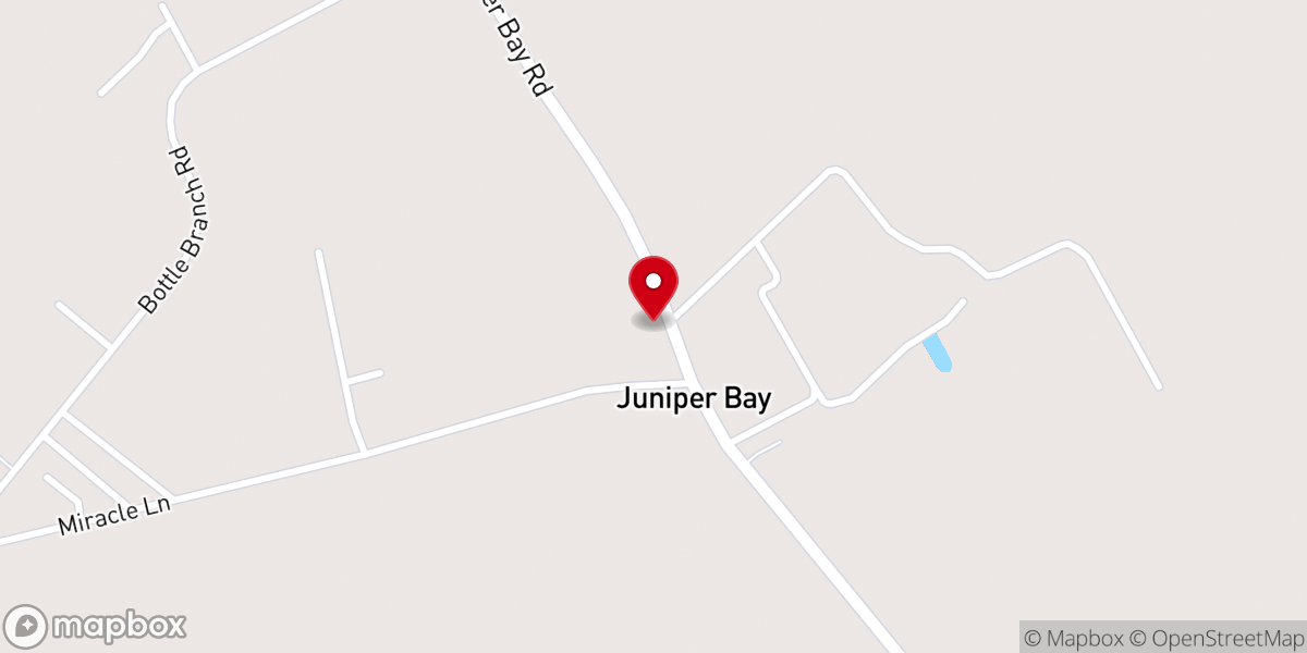 Map showing location of Juniper Bay Church