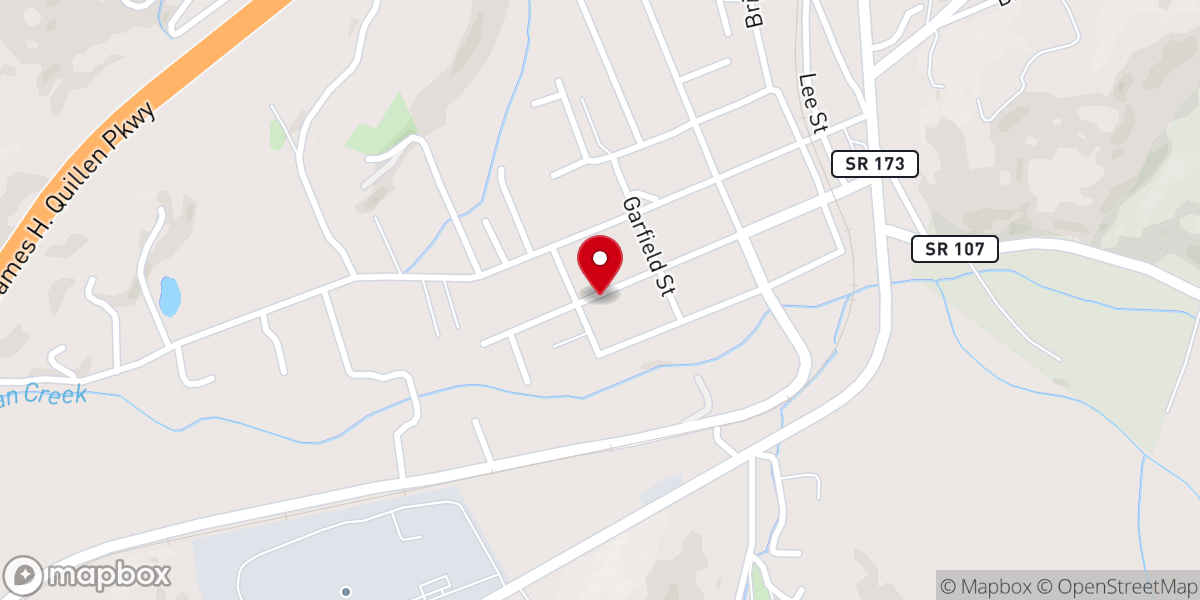 Map showing location of Unicoi Christian Church