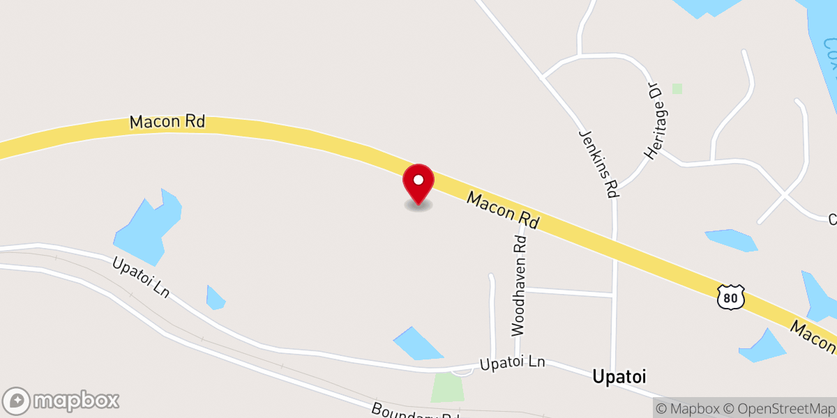 Map showing location of Upatoi Baptist Church