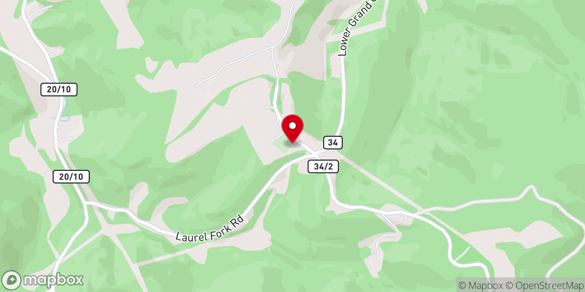 Map showing location of Laurel Fork M E Church