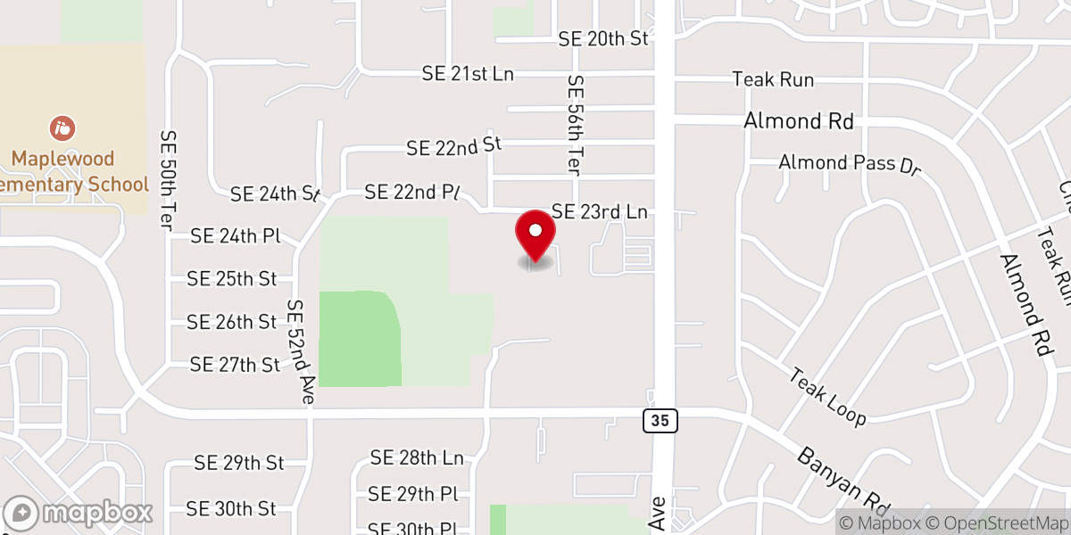 Map showing location of River of Life Community Church