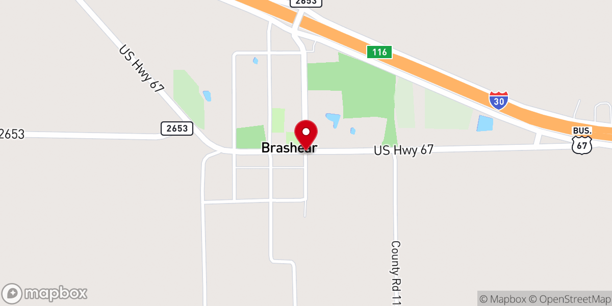 Map showing location of Brashear