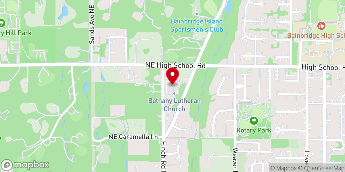 Map showing location of Bethany Lutheran Church