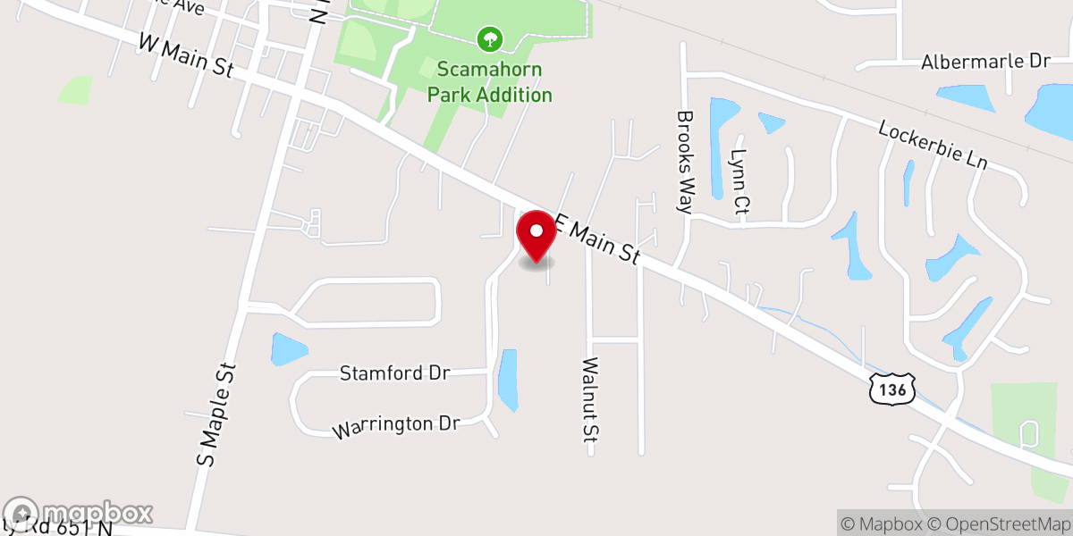 Map showing location of Pittsboro United Methodist