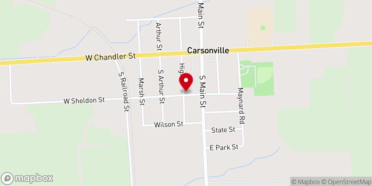 Map showing location of Carsonville United Methodist