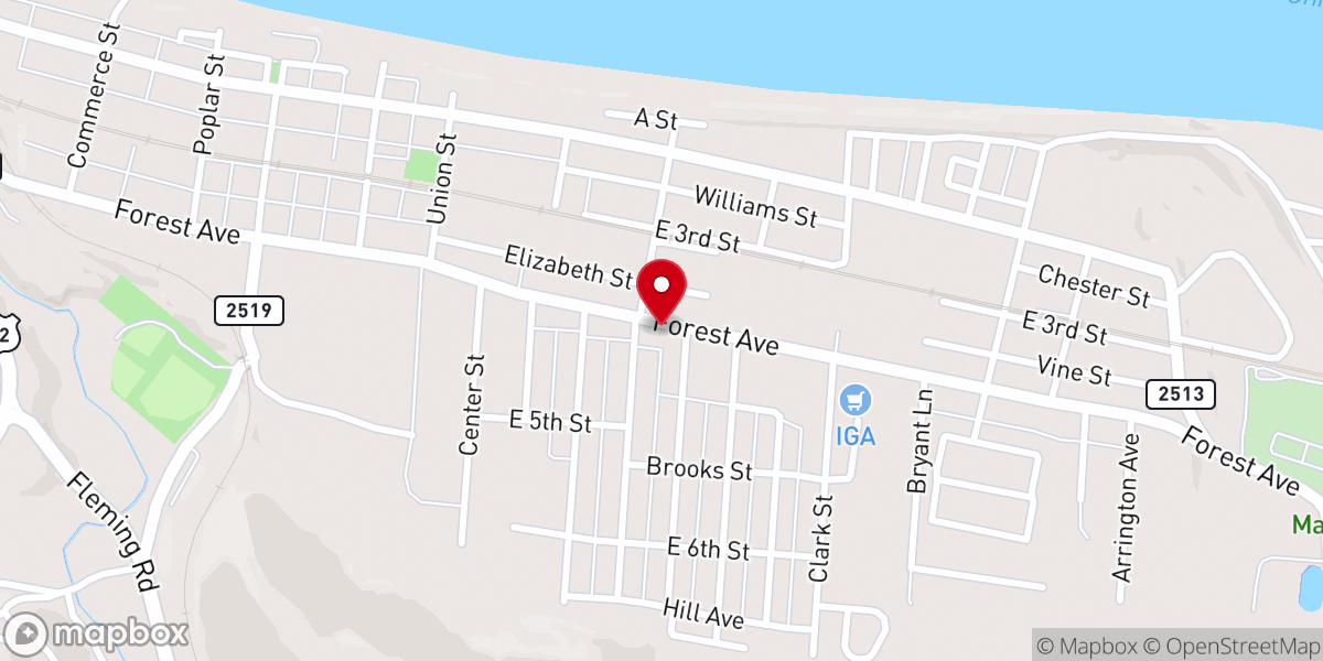 Map showing location of Maysville Hands of Hope Center