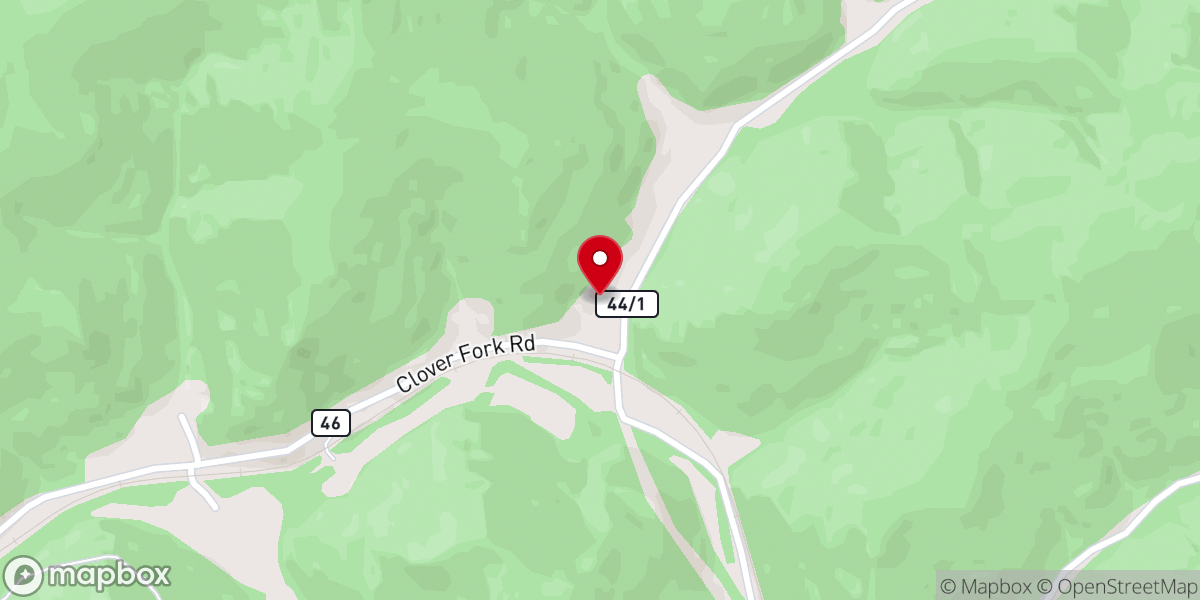 Map showing location of Clover Fork Church