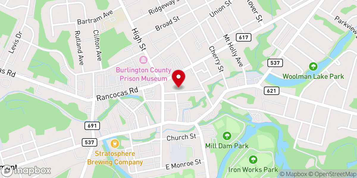 Map showing location of First United Methodist Church of Mount Holly